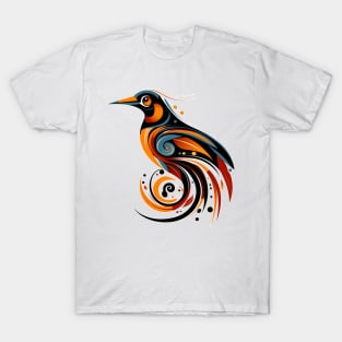 tribal-inspired orange and blue bird T-Shirt